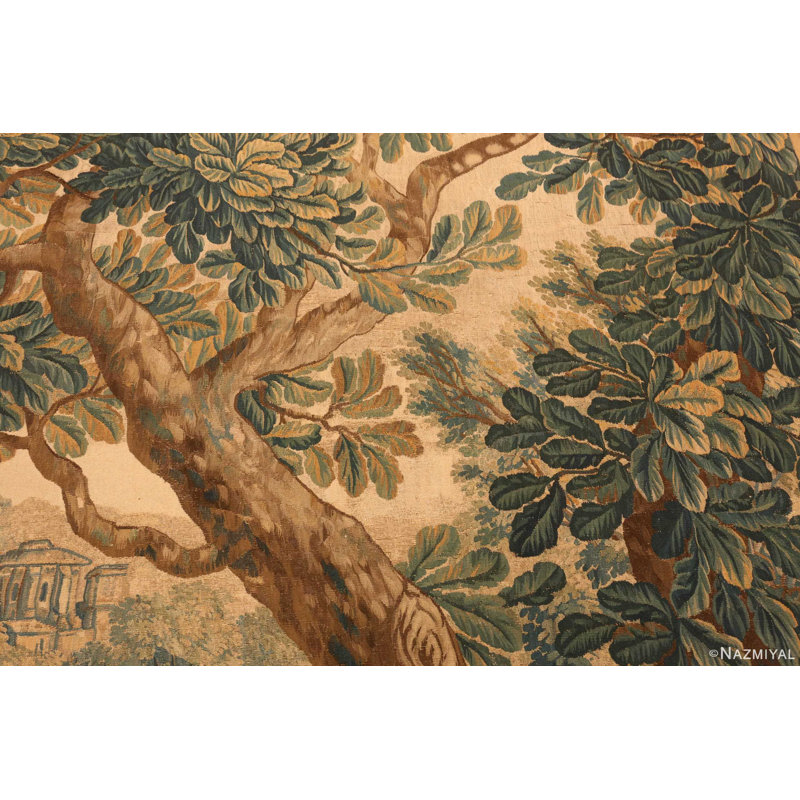 17Th Century Wool And Silk Romantic Antique French Verdure Tapestry